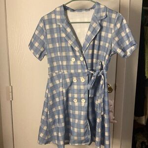Blue Gingham 50s style dress